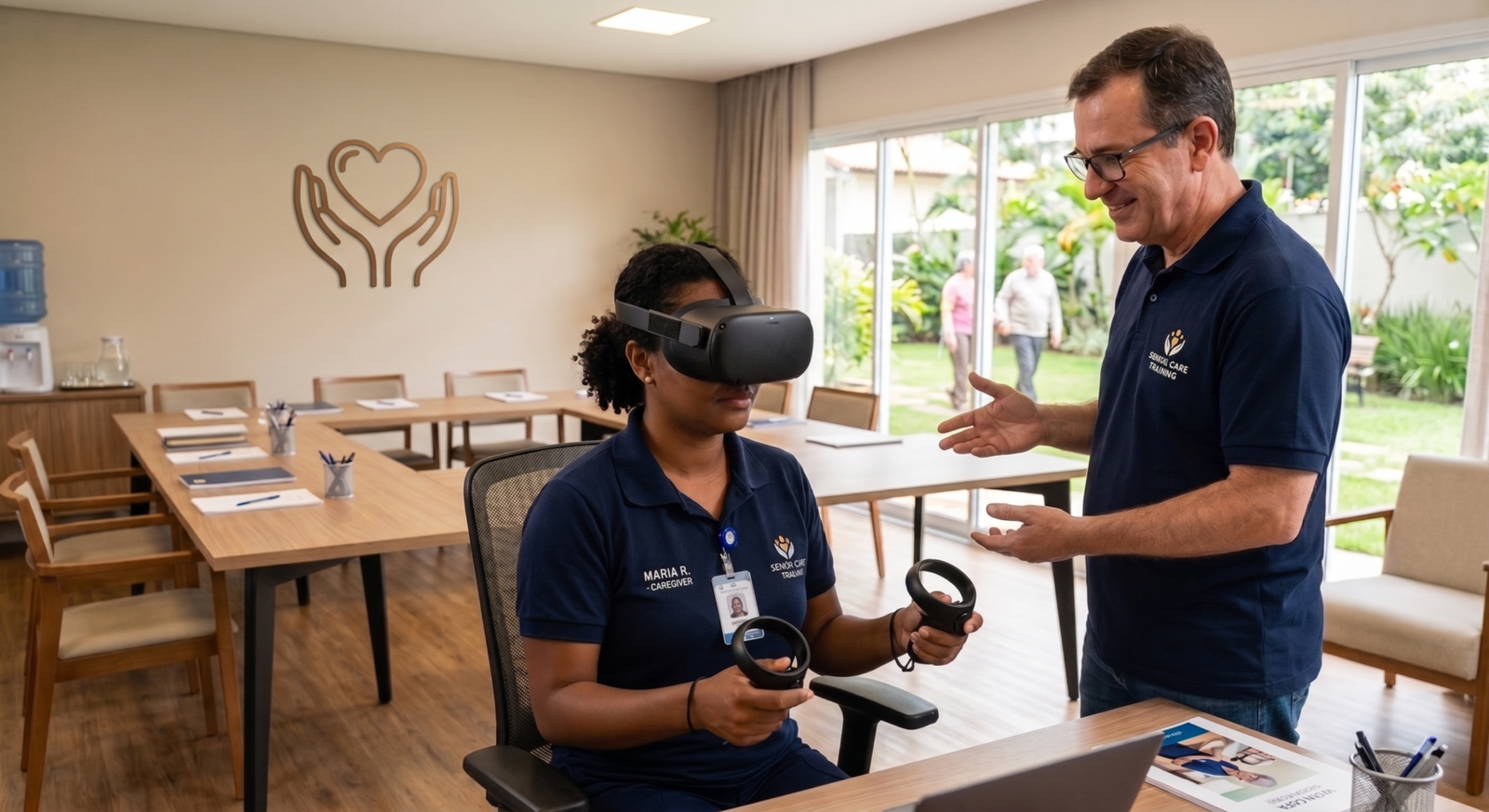 Care professional using VR during a LIMIAR training session.